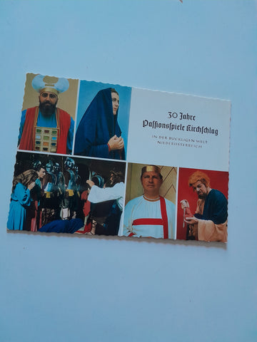 AK 30 Jahre Passionsspiele Kirchschlag in der Buckligen Welt. Kaiphas, Maria, Kreuzweg, Pilatus, Judas.