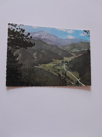 AK Blick ins Klostertal gegen Schneeberg vom Mariahilfberg in Gutenstein.