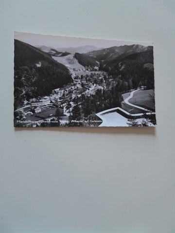 AK Mariahilfberg Höhenstrasse. Blick v. d. Kanzel auf Gutenstein.