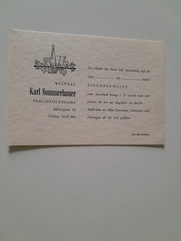 AK Weinbau Karl Sommerbauer. Perchtoldsdorf Salitergasse 18.
