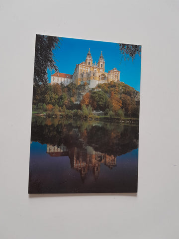AK Stift Melk. Westansicht mit Donauarm.