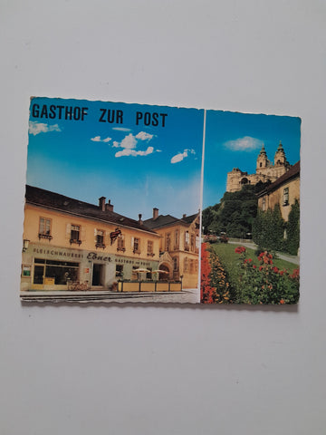 AK Melk. Gasthof zur Post. Fritz Ebner. Linzer Straße 1.