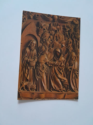 AK Mauer bei Melk. Gotischer Schnitzaltar. Flügelrelief: Maria Heimsuchung.