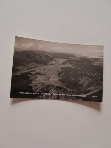 AK Schneeberg Gruselplatz. Fernblick vom Hotel Hochschneeberg. (1942)