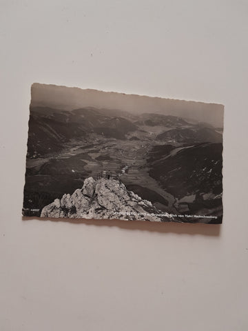 AK Schneeberg Gruselplatz. Fernblick vom Hotel Hochschneeberg. (1955)