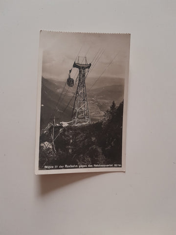 AK Stütze III der Raxbahn gegen das Reichenauertal. (1928)