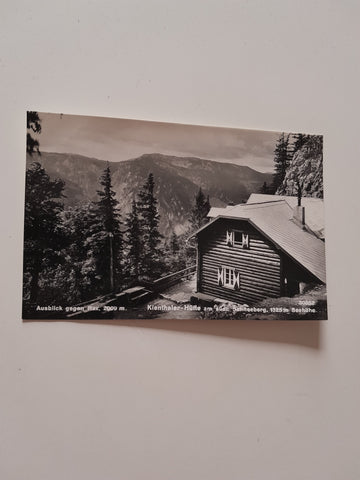 AK Ausblick gegen Rax. Kienthaler-Hütte am südl. Schneeberg. (1937)