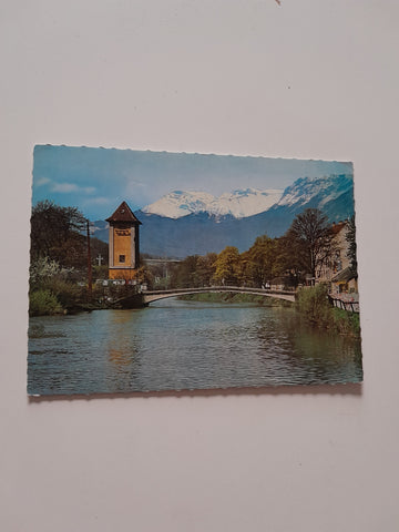 AK Payerbach. Motiv an der Schwarza mit Raxalpe.