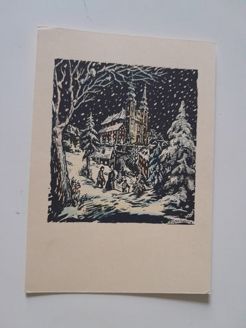 AK Gang zur Weihnachtsmette. Pöstlingberg. Franz Blittersdorff.
