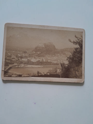 Hartkartonfoto Salzburg vom Kapuzinerberg gesehen.