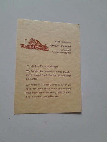 Karte Jennersdorf Bade Restaurant Linden Czarda.