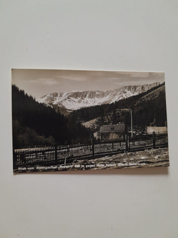 AK Blick vom Alpengasthof Radwirt gegen Hohe Veitsch.