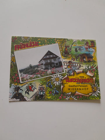 AK Grafendorf. Gasthof Pension Wiesenhof. Familie Schlögl. Erdwegen 34. Fröhliche Grüße aus Zeitmangel.