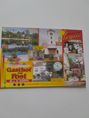 AK Burgau 6. Gasthof zur Post. W. u. H. Schittl.