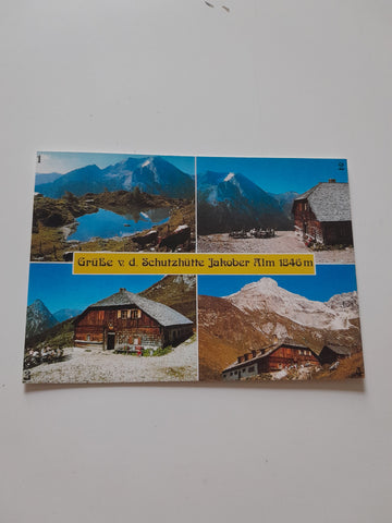 AK Grüsse von der Schutzütte Jakober Alm.