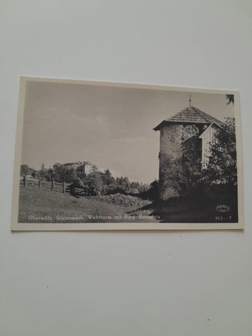 AK Oberwölz Wehrturm mit Burg Rotenfels. (1931-32)