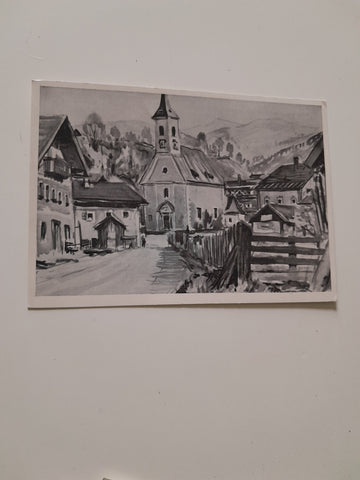 AK Wagrain. Marktkirche Wagrain. Aquarell von Akad. Maler Erwin Exner.