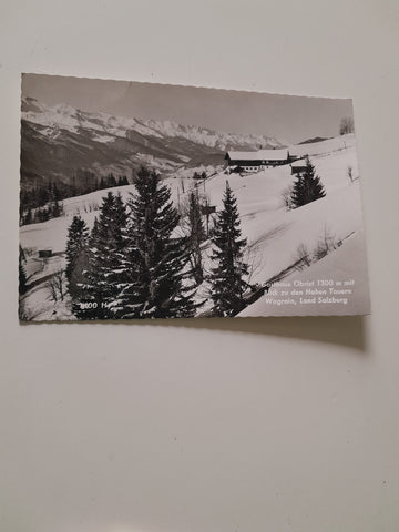 AK Wagrain. Gasthaus Öbrist. Blick zu den Hohen Tauern.