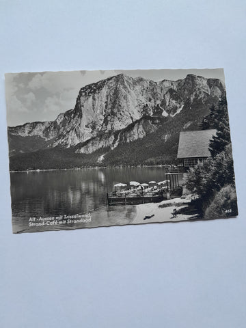 AK Altaussee mit Trisselwand. Strand-Cafe mit Strandbad.