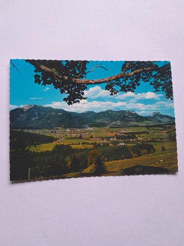 AK Blick gegen Mitterndorf mit Lawinenstein und Krahstein.