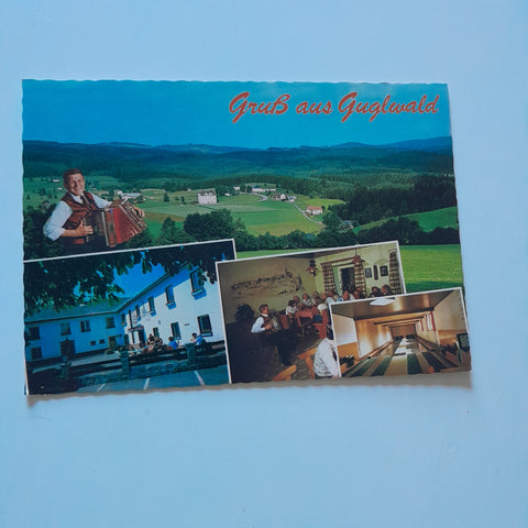 AK Gruß aus Guglwald 8. Grenzlandgasthof Baumann. Besitzer: M. u. H. Hehenberger.