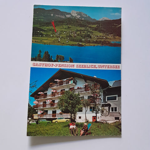AK Steeg am Hallstättersee. Gasthof Pension Seeblick Untersee. Besitzer: L. u. M. Haas, Untersee 5.