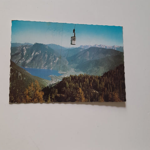 AK Feuerkogel-Seilschwebebahn mit Blick auf Ebensee und Totengebirge.