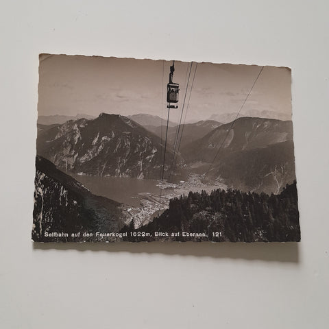AK Seilbahn auf den Feuerkogel. Blick auf Ebensee.