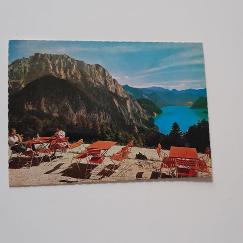 AK Terrasse der Grünbergwarte bei Gmunden am Traunsee.