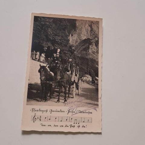 AK Pferdepost Gmunden - Hoisn. Traunsee. (1939) Signiert.