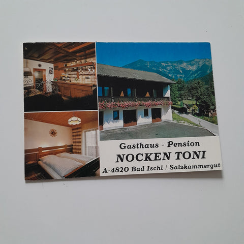 AK Bad Ischl. Gasthaus Pension Nocken Toni. K. u. A. Sarsteiner Kreutern 21.