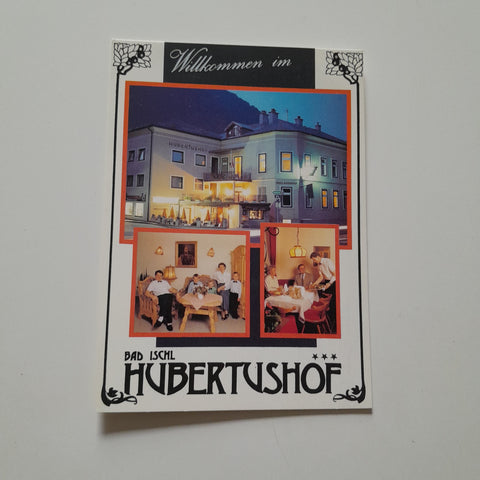 AK Bad Ischl. Willkommen im Hubertushof. Familie Panhuber Götzstraße 1.
