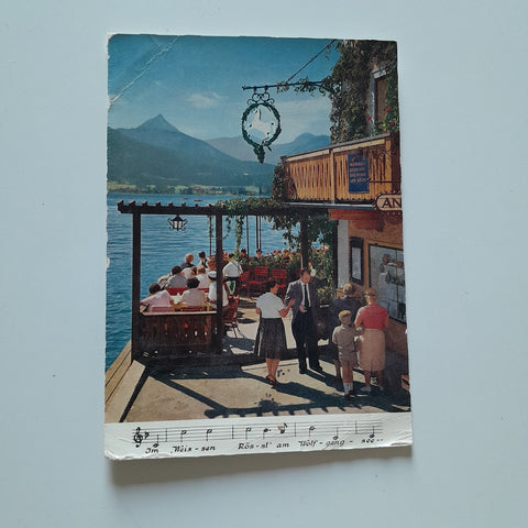 AK St. Wolfgang. Terrasse Weißes Rössl.