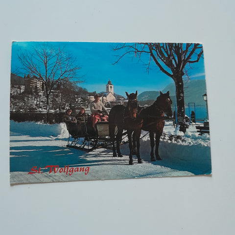 AK Herrliche Schlittenfahrten am Wolfgangsee.