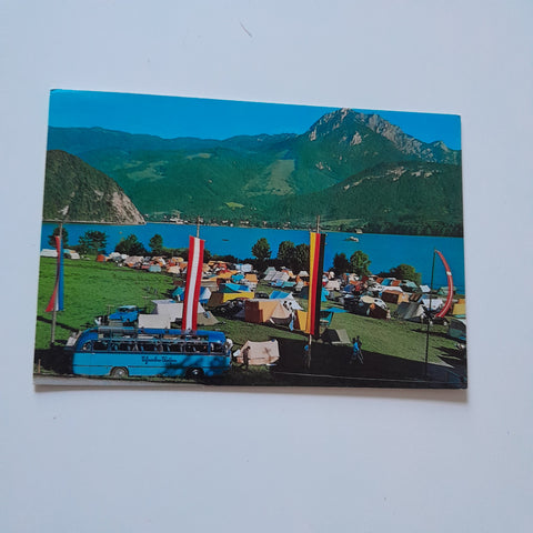 AK Wolfgangsee mit Campingplatz Appesbach, Bacherlbauer und Rettenkogel.