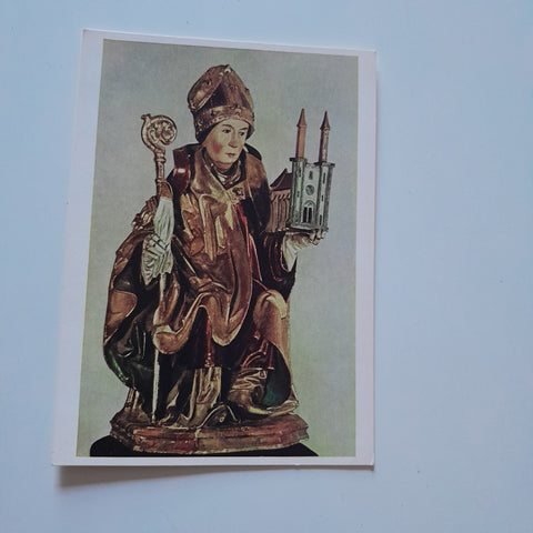 AK St. Wolfgang. Pfarrkirche. Gnadenstatue des hl. Wolfgang im linken Tabernakel des Schwanthaler Doppelaltars.