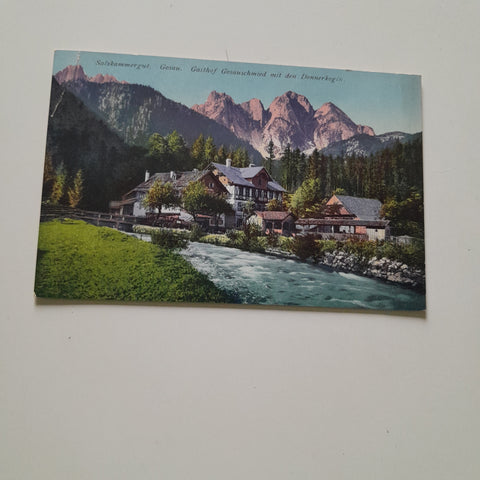 AK Gosau. Gasthof Gosauschmied mit den Donnerkogln. (1907)
