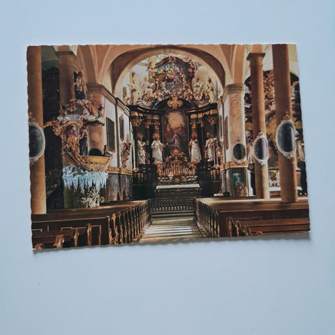 AK Traunkirchen. Inneres der Wallfahrtskirche mit der berühmten Fischerkanzel.