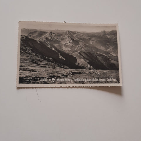 AK Aussicht v. Reichenstein g. Theklasteig, Ennstaler Alpen u. Dachstein. (1927)