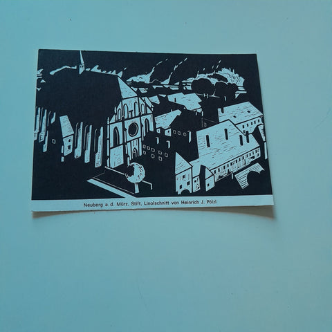 AK Neuberg an der Mürz. Stift, Linolschnitt von Heinrich J. Pölzl.