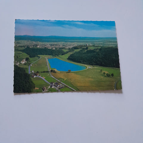 AK Fliegeraufnahme. Schule Silberberg und Sulmsee bei Leibnitz.