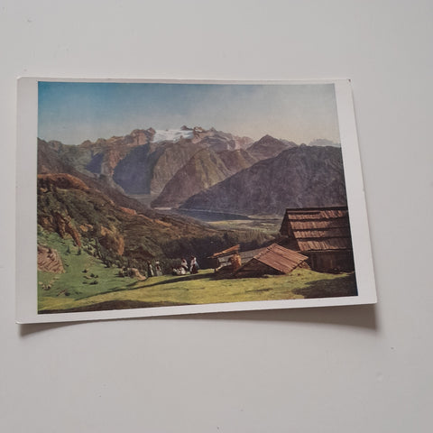 AK Die Hütteneckeralpe mit dem Dachstein. (Ferdinand Georg Waldmüller)