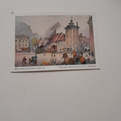 AK Wels. Kaiser Josef Platz im Jahre 1848. Nach einem Aquarell von. Frh. A. v. Mandelsloh.