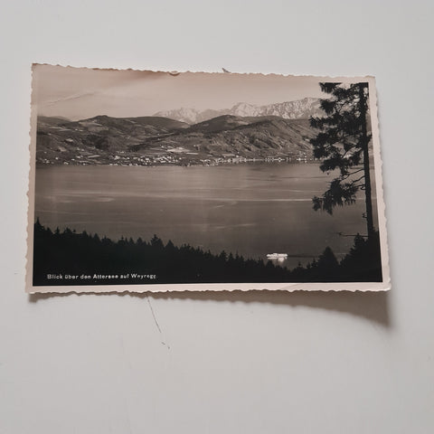 AK Blick über den Attersee auf Weyregg.