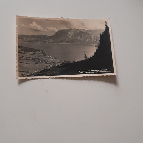 AK Unterach am Attersee mit dem Höllengebirge vom Eisenauerweg.