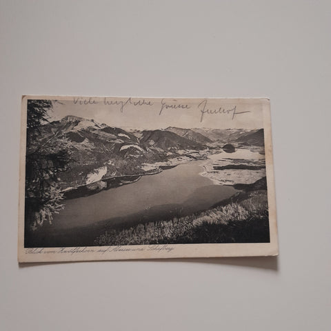 AK Blick vom Zwölferhorn auf Abersee und Schafberg.