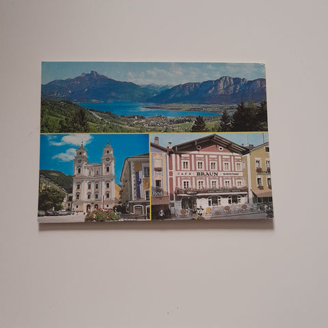 AK Mondsee. Cafe Konditorei Braun am Marktplatz. Fritz Braun.