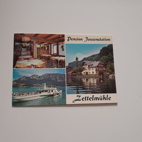 AK Unterach am Attersee. Pension Jausenstation Zettelmühle. Bes. H. u. E. Wienerroither.