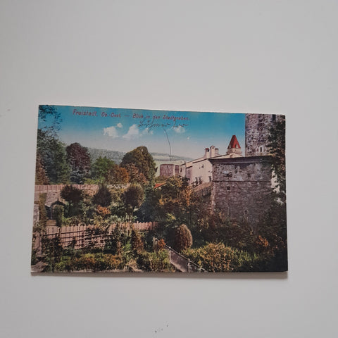 AK Freistadt. Blick in den Stadtgraben.