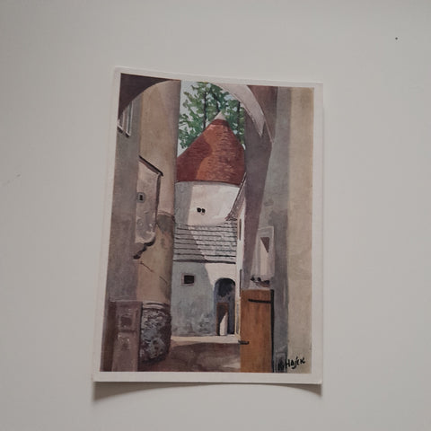 AK Schloß Weinberg bei Kefermarkt (Durchblick im alten Schloßhof) Nach einem Aquarell von K. Hajek.